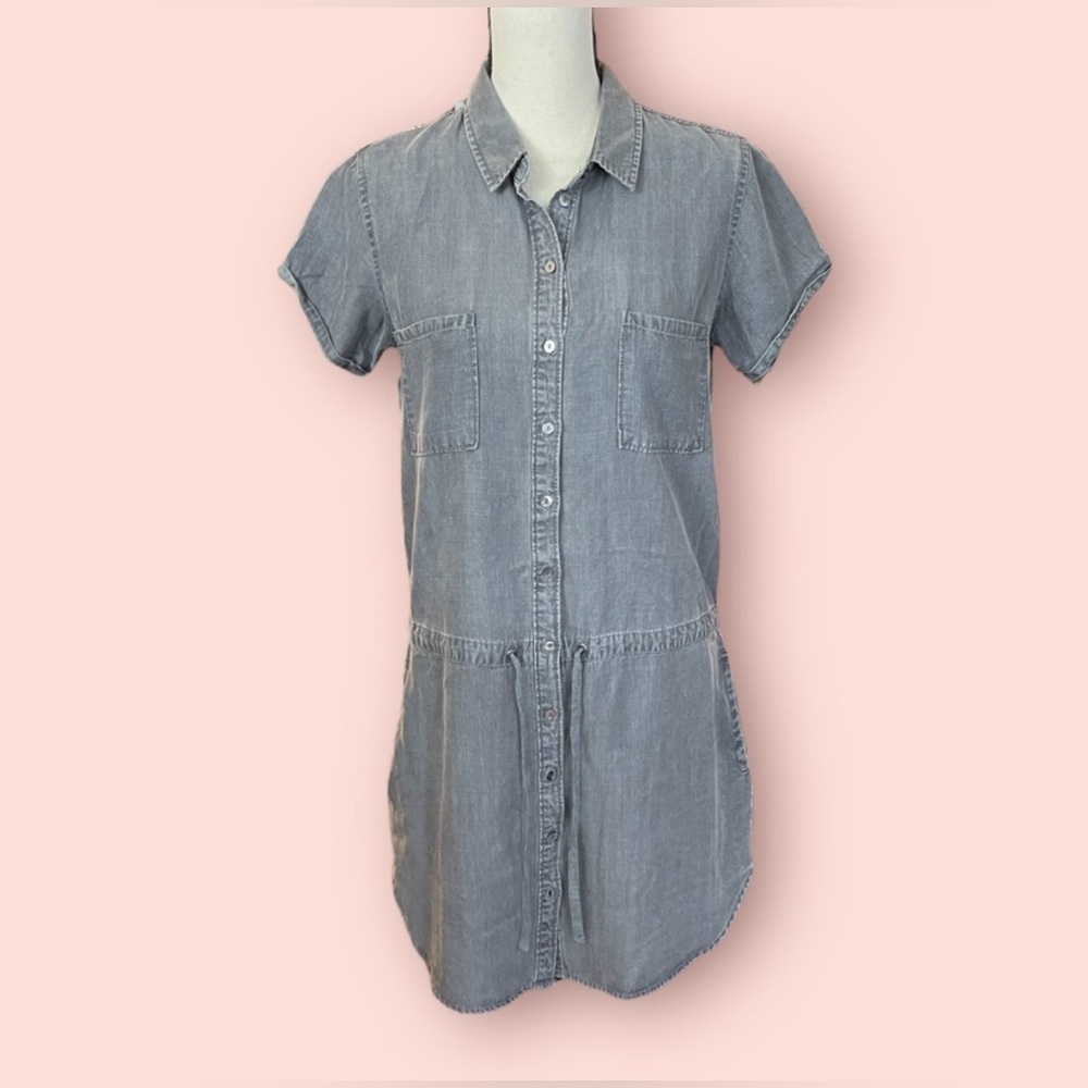 Lovestitch Casual Chambray Benji Shirt Dress w/cinched waist. Large. - Picture 14 of 16